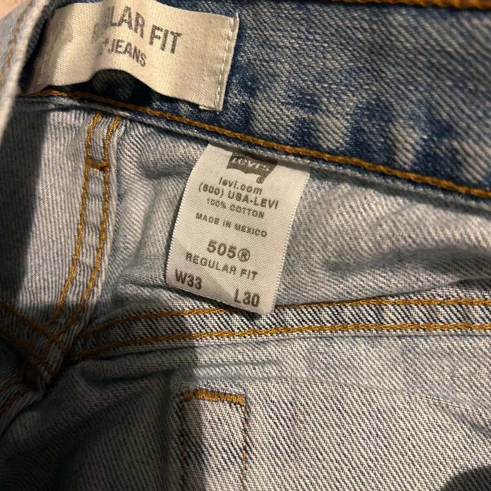 Y2K Levis 505 Regular Fit Jeans Mens 33x30 Light Wash Blue Straight Leg‎ Denim